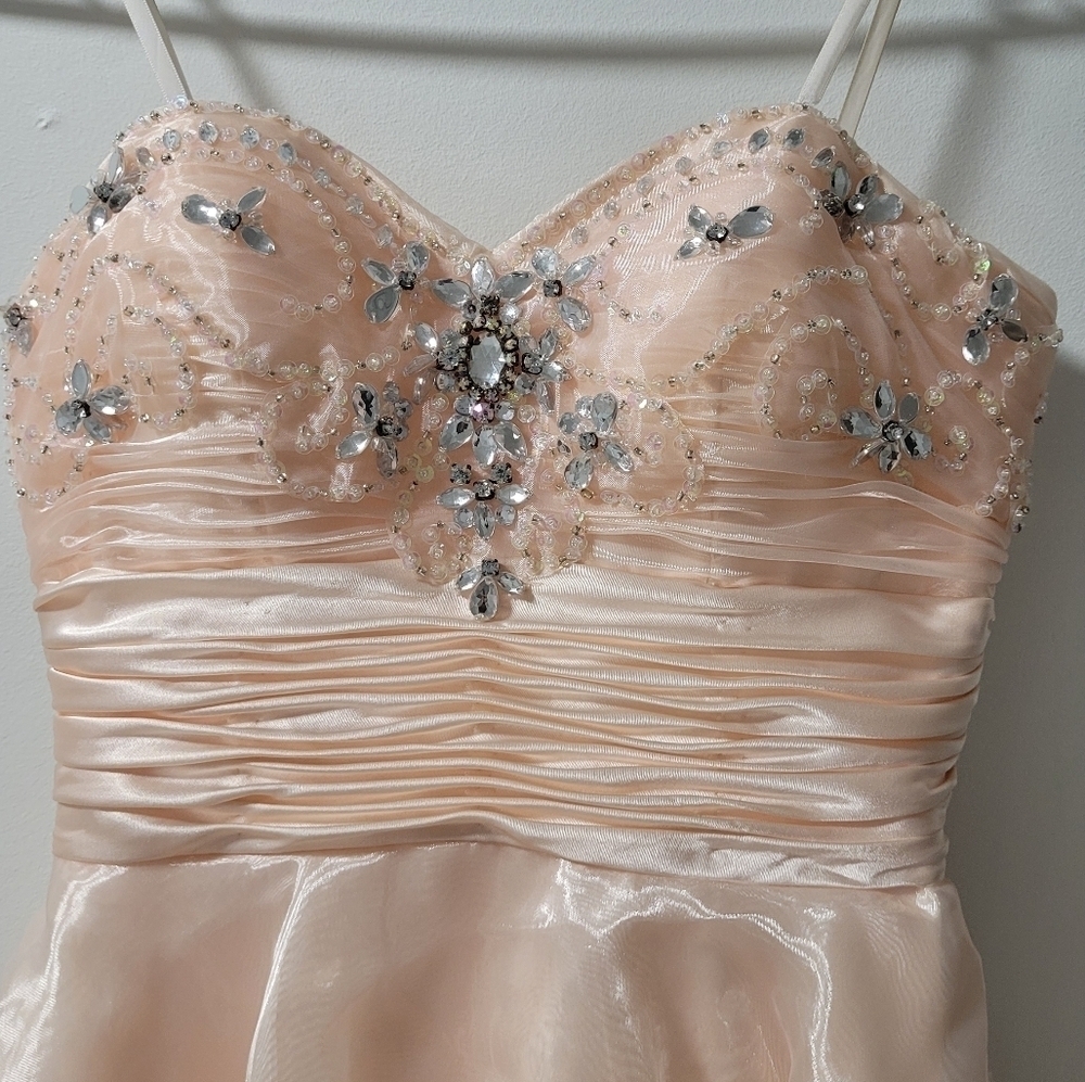 Vintage Laura Rhinestone Cocktail Dress Pink Salmon Size 4 - Picture 7 of 15